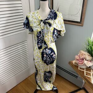 ANTHROPOLOGIE CHRIS BENZ Womens Dress Rhoda Gown 100% Silk Cameo Print | 4